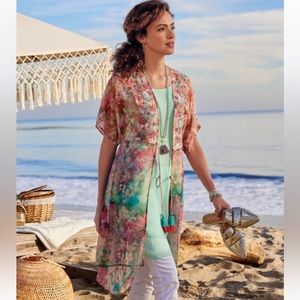 Soft Surroundings Embroidered Embellished Primavera Topper Kimono Size Medium